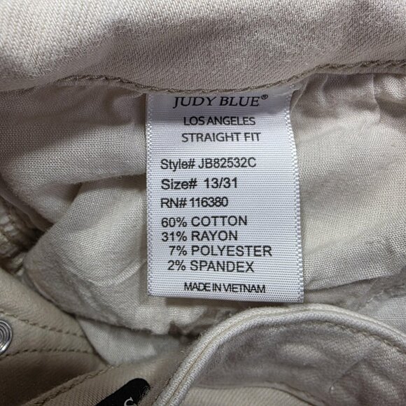 Judy Blue Jeans Womens 13/31 Off White Straight Fit Raw Hem Stretch JB82532C - Picture 7 of 11